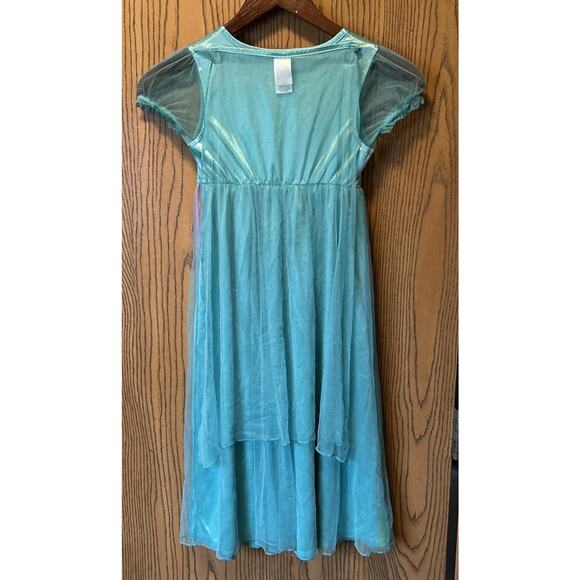 Disney Frozen Elsa Dress Girl’s M Teal Aqua Princess Costume Nightgown Sleepwear - Picture 4 of 6